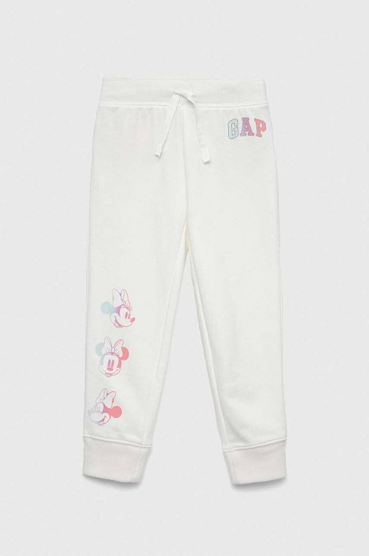 GAP spodnie dresowe dziecięce x Disney kolor biały z nadrukiem