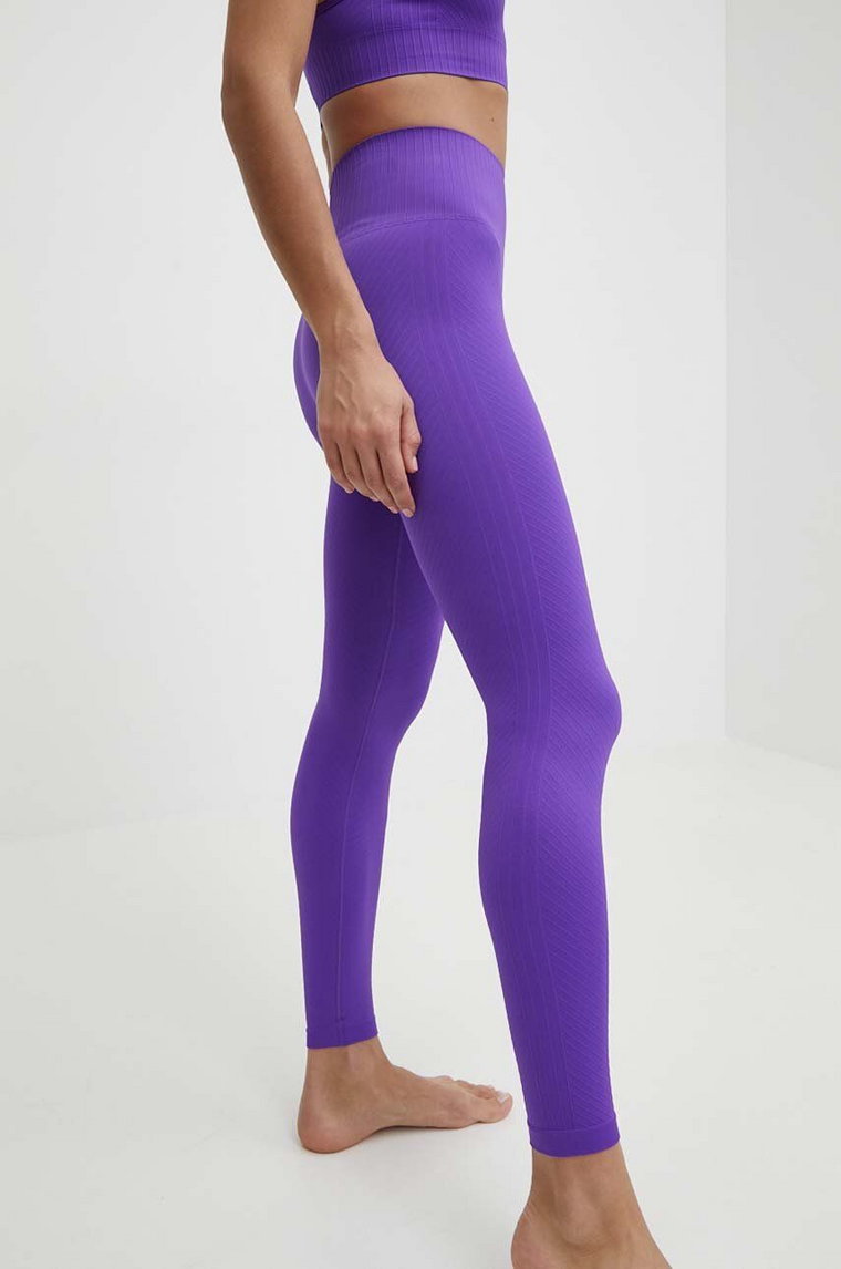 Casall legginsy do jogi Seamless Graphical Rib kolor fioletowy gładkie