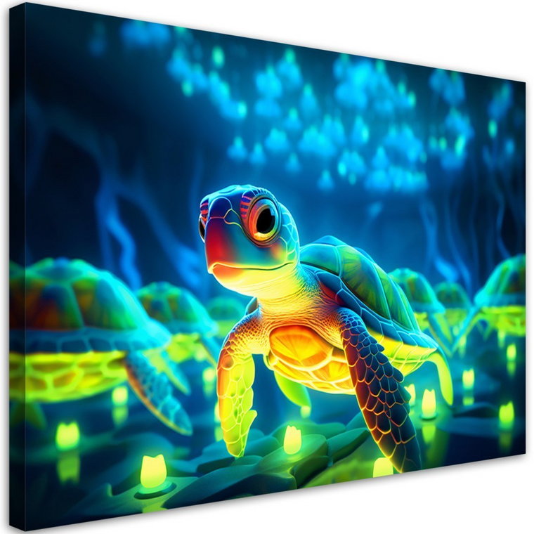 Emaga Obraz na płótnie, Kosmiczny żółw neon - 100x70