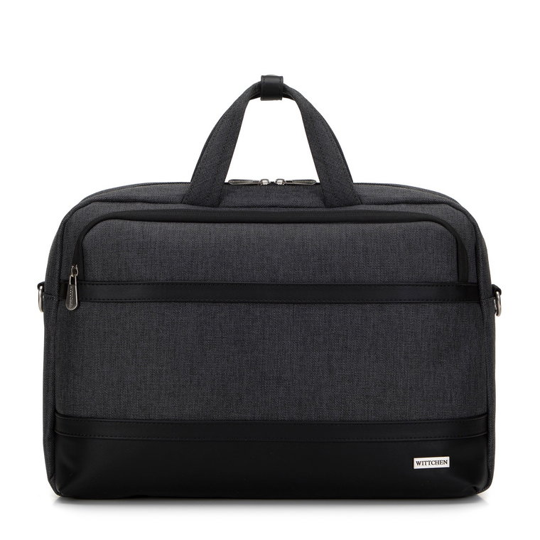 Męska torba na laptopa 15,6 z lamówką z ekoskóry czarna