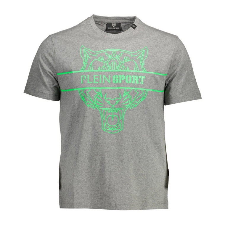 Szara Bawełniana Koszulka z Kontrastującymi Szczegółami Plein Sport