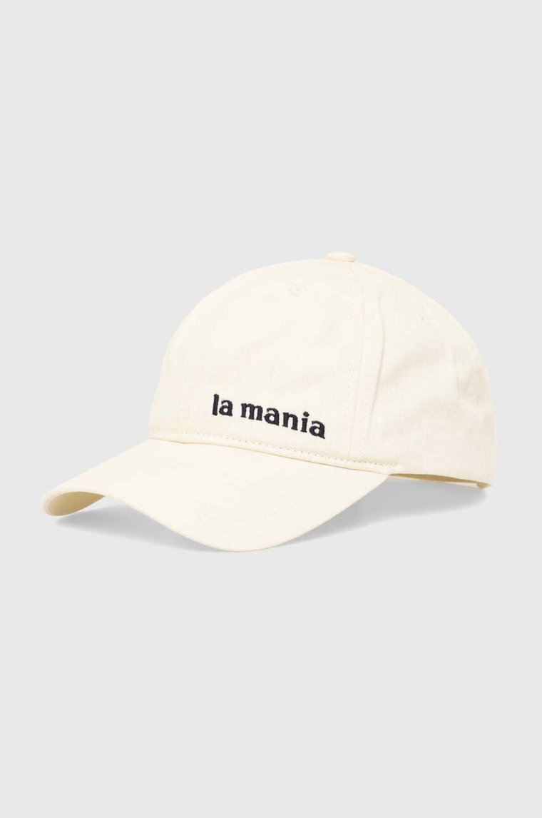 La Mania czapka z daszkiem bawełniana kolor beżowy z aplikacją MINIMAL