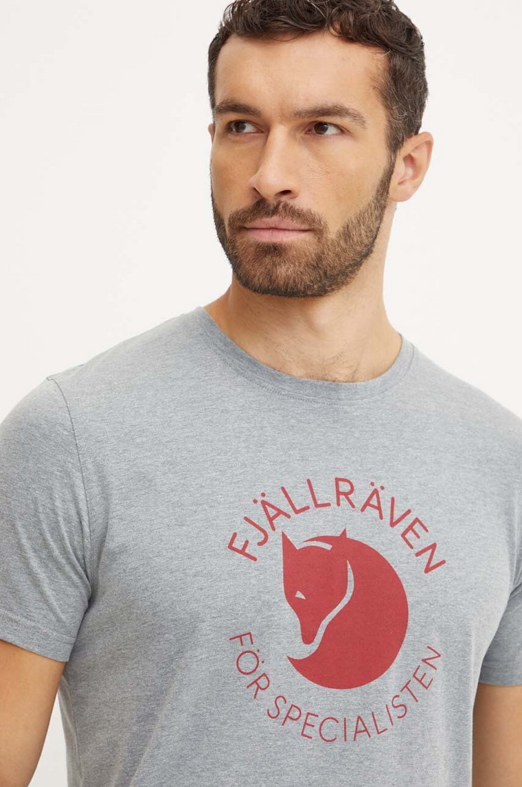 Fjallraven t-shirt sportowy Fjällräven Fox kolor szary z nadrukiem F87052.051