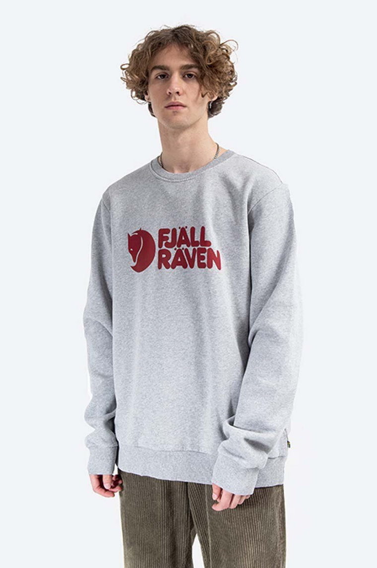 Fjallraven bluza bawełniana Logo Sweater męska kolor szary  F84142