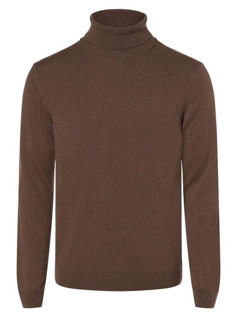 Finshley & Harding - Męski sweter z mieszanki kaszmiru i jedwabiu, brązowy