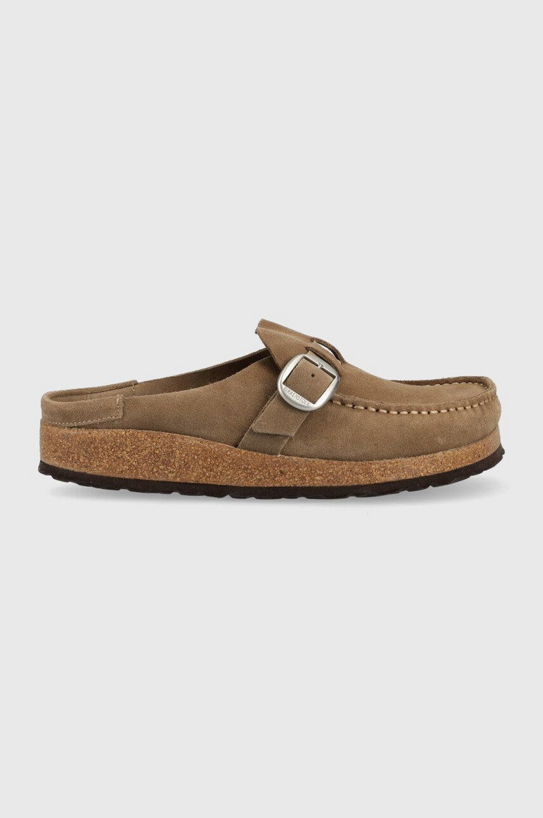 Birkenstock klapki zamszowe Buckley damskie kolor beżowy 1019490