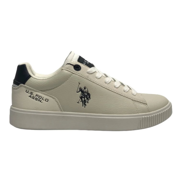 Męskie Buty Wysokie Tymes006 w Kremowej Ekoskórze U.s. Polo Assn.