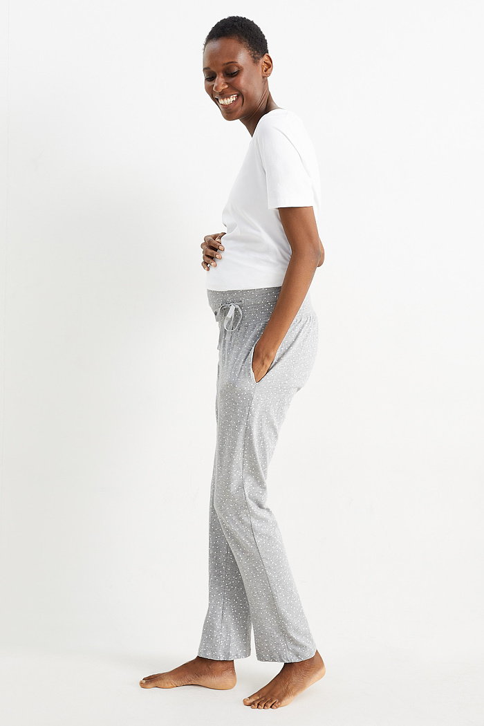 C&A Ciążowe spodnie od piżamy-w kropki, Szary, Rozmiar: S