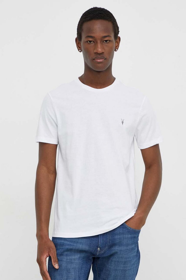 AllSaints t-shirt bawełniany kolor turkusowy gładki