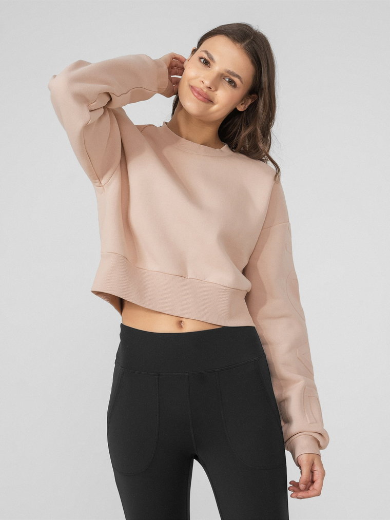 Bluza dresowa crop top nierozpinana bez kaptura damska