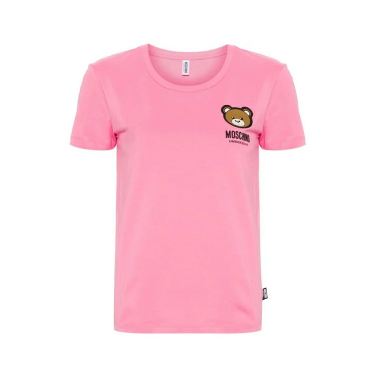 Różowa koszulka z nadrukiem Teddy Bear Moschino
