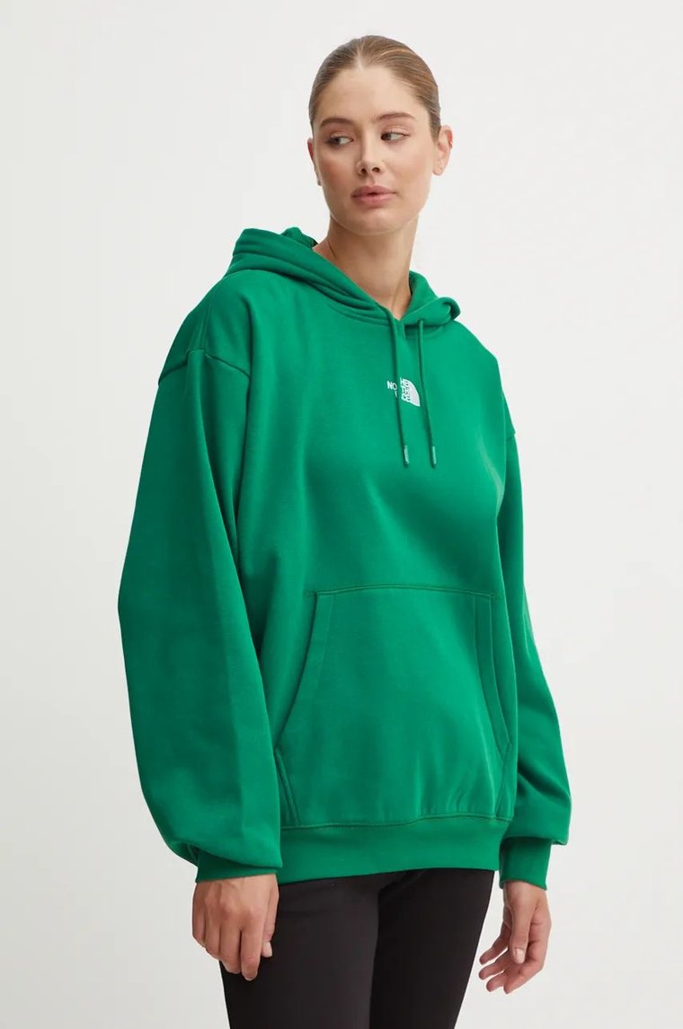 The North Face bluza Essential Hoodie damska kolor zielony z kapturem gładka NF0A89ENNL11