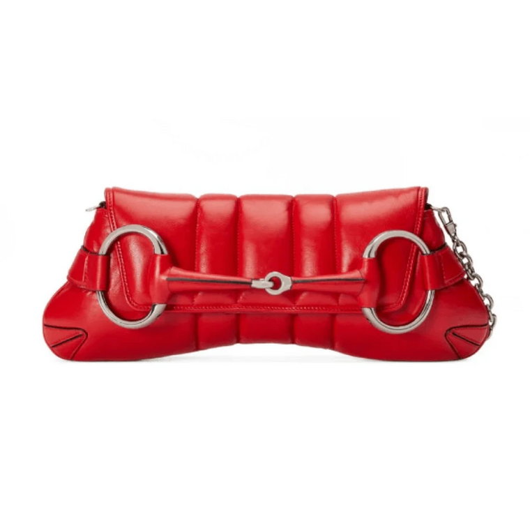 Czerwona pikowana torba z łańcuchem Horsebit Gucci