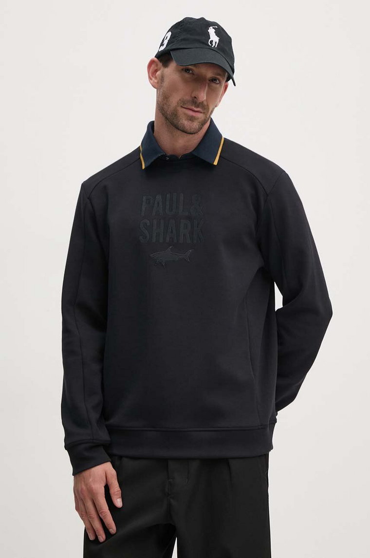 Paul&Shark bluza męska kolor czarny z aplikacją 14311890