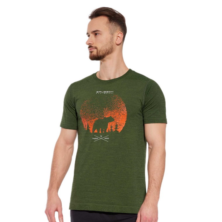 Męska koszulka Brubeck Outdoor Wool Pro SS zielony - M