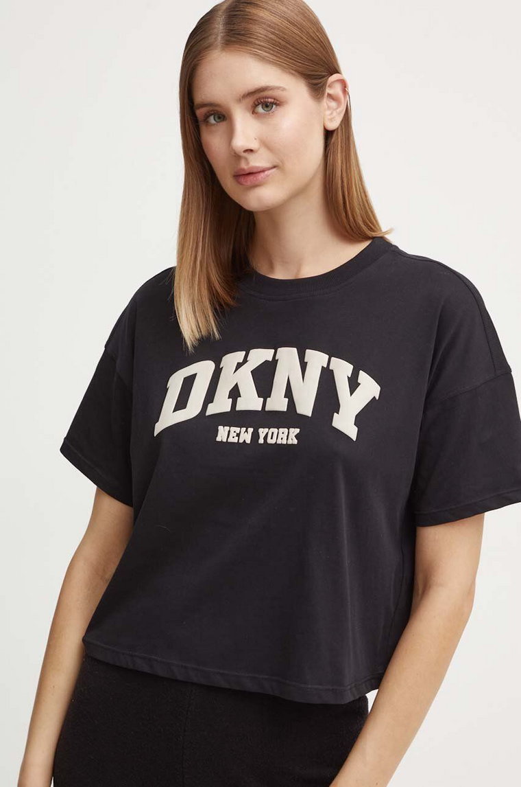 Dkny t-shirt bawełniany damski kolor czarny DP4T9945