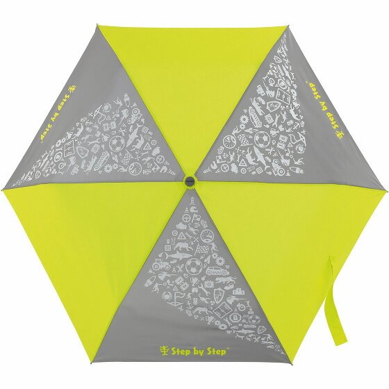 Step by Step Kieszonkowy parasol dziecięcy 22 cm z elementami odblaskowymi neon yellow