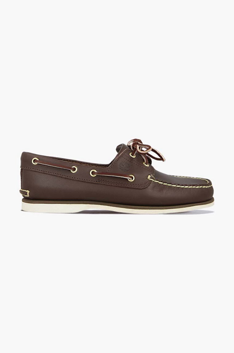 Timberland mokasyny skórzane Classic Boat męskie kolor brązowy 74035-BROWN