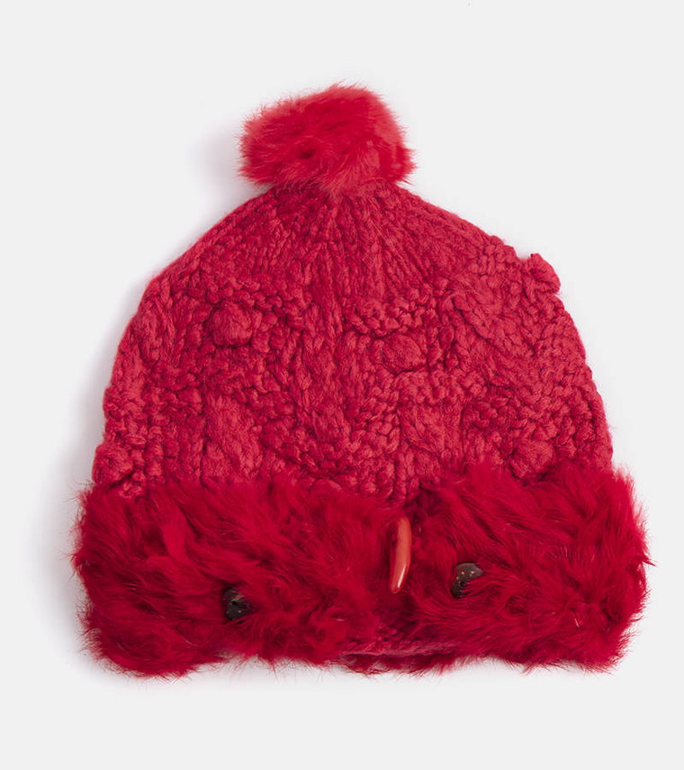 Czerwona czapka z futerkiem Danna