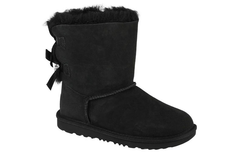 UGG Bailey Bow II Kids 1017394K-BLK, Dla dziewczynki, Czarne, buty zimowe, skóra naturalna, rozmiar: 31