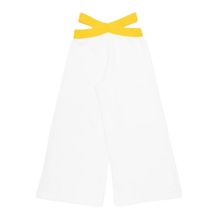 Białe Spodnie z Żółtym Elastycznym Pasem Fendi