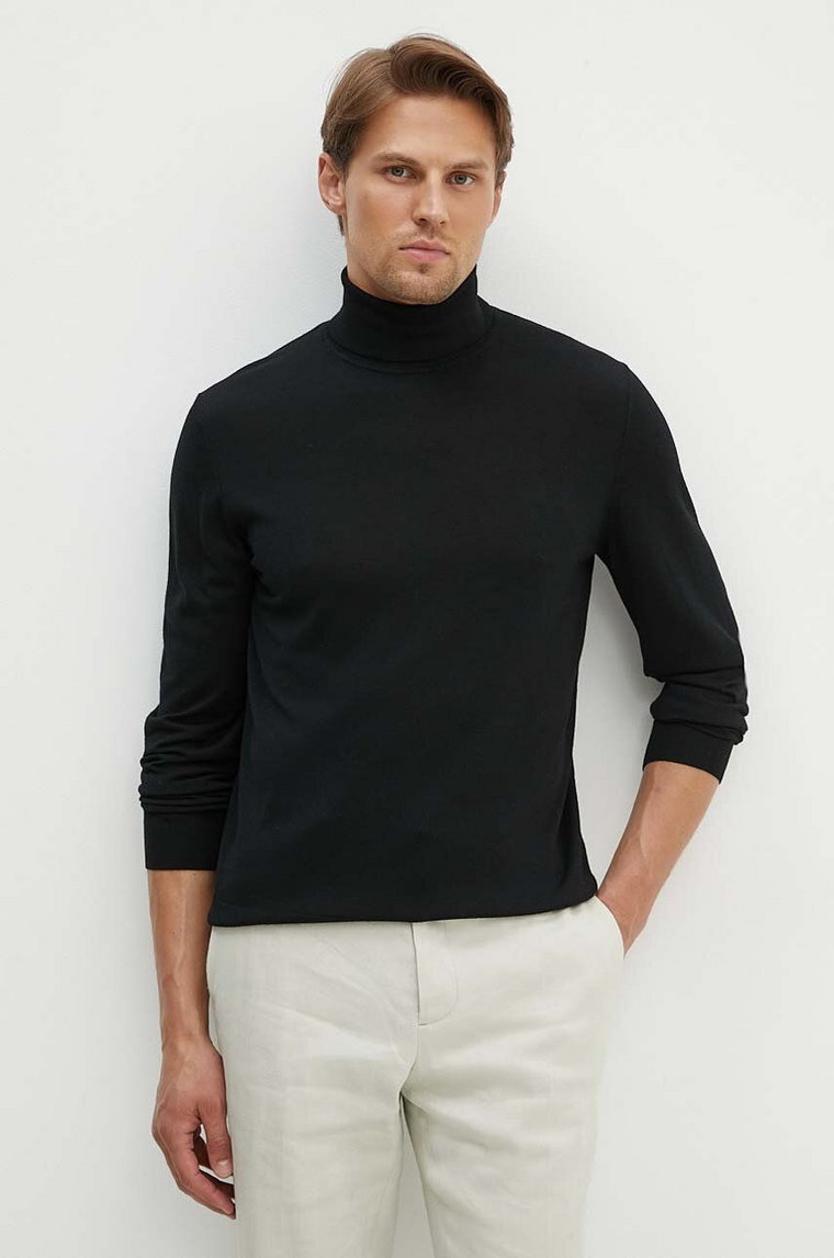 Theory sweter wełniany męski kolor czarny lekki z golferm M0781705
