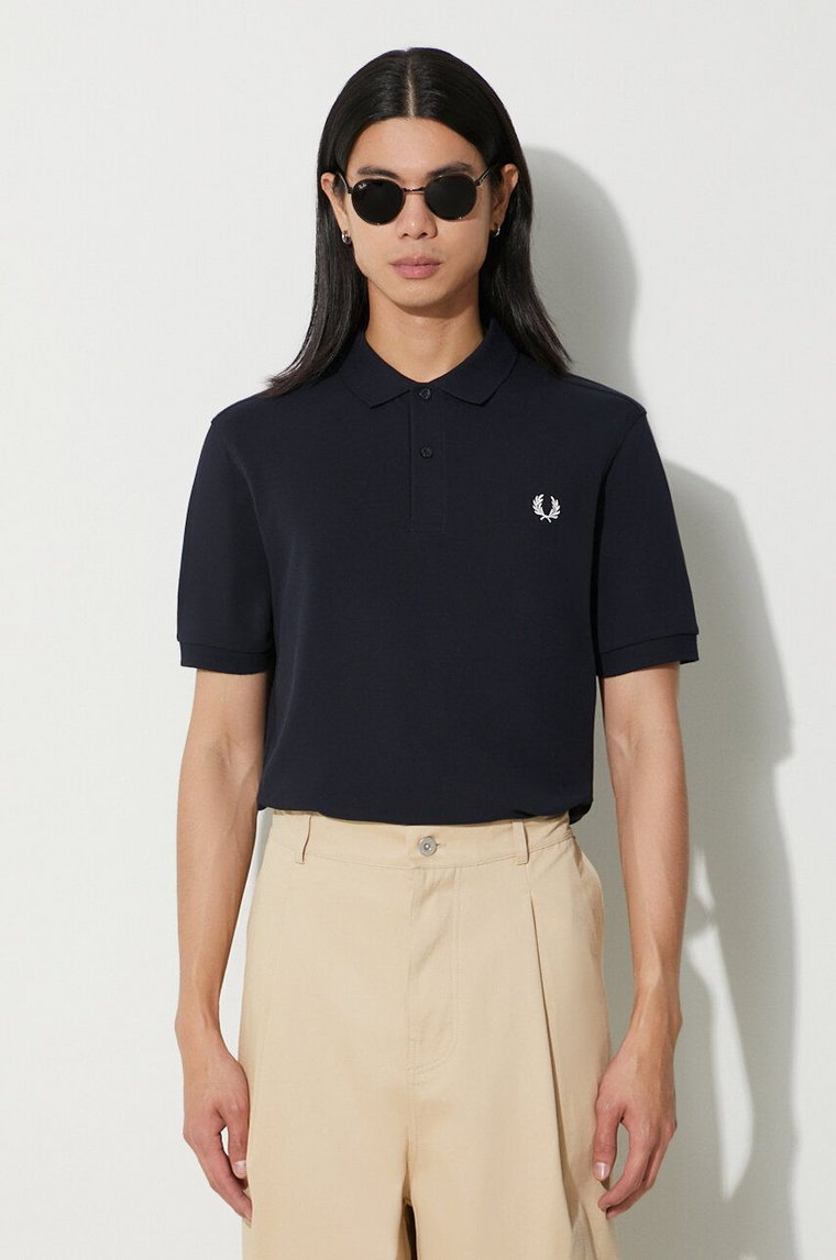 Fred Perry polo bawełniane kolor granatowy z aplikacją M6000.608