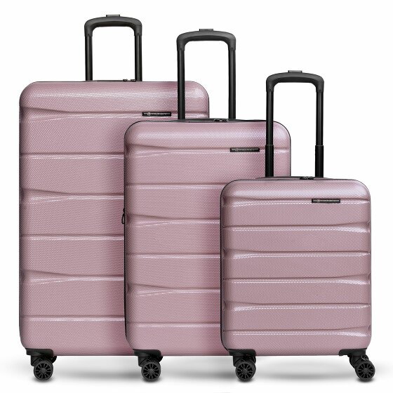 Franky Zestaw walizek na 4 kółkach Munich 4.0, 3-częściowy z elastycznym zagięciem shiny rose shiny