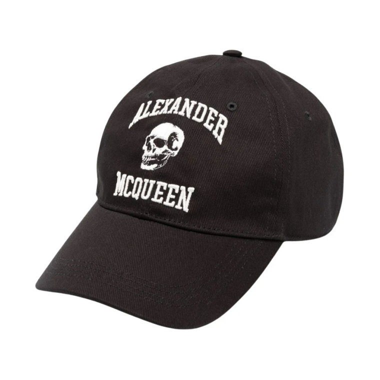 Czarna czapka z haftem Alexander McQueen