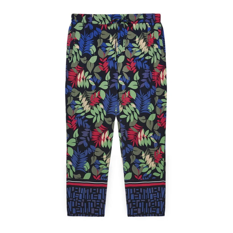 Spodnie z wiskozy z tropikalnym nadrukiem Fiorella Rubino