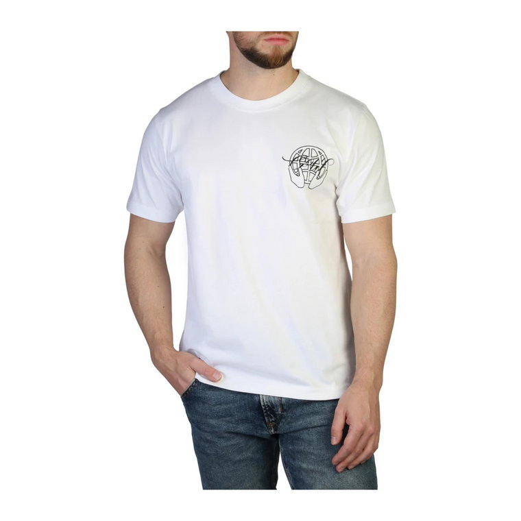 Koszulka z Logo Bawełniana Wiosna/Lato Mężczyźni Off White