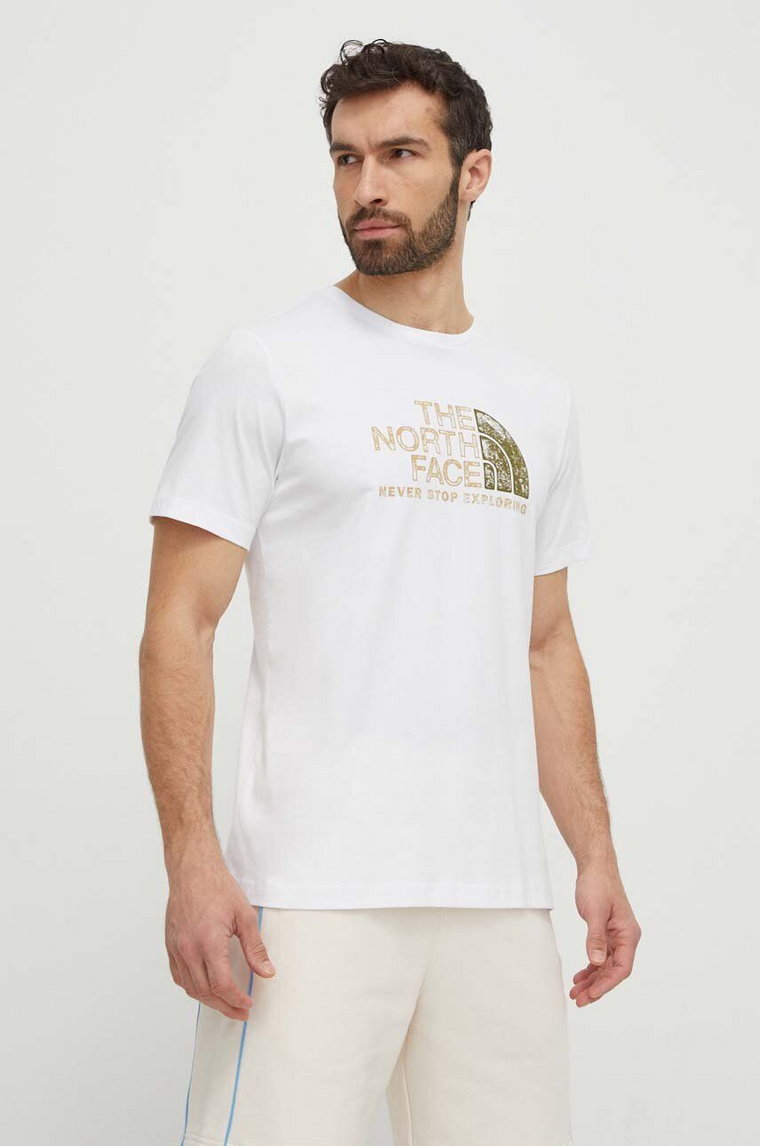 The North Face t-shirt bawełniany męski kolor biały z nadrukiem NF0A87NWFN41