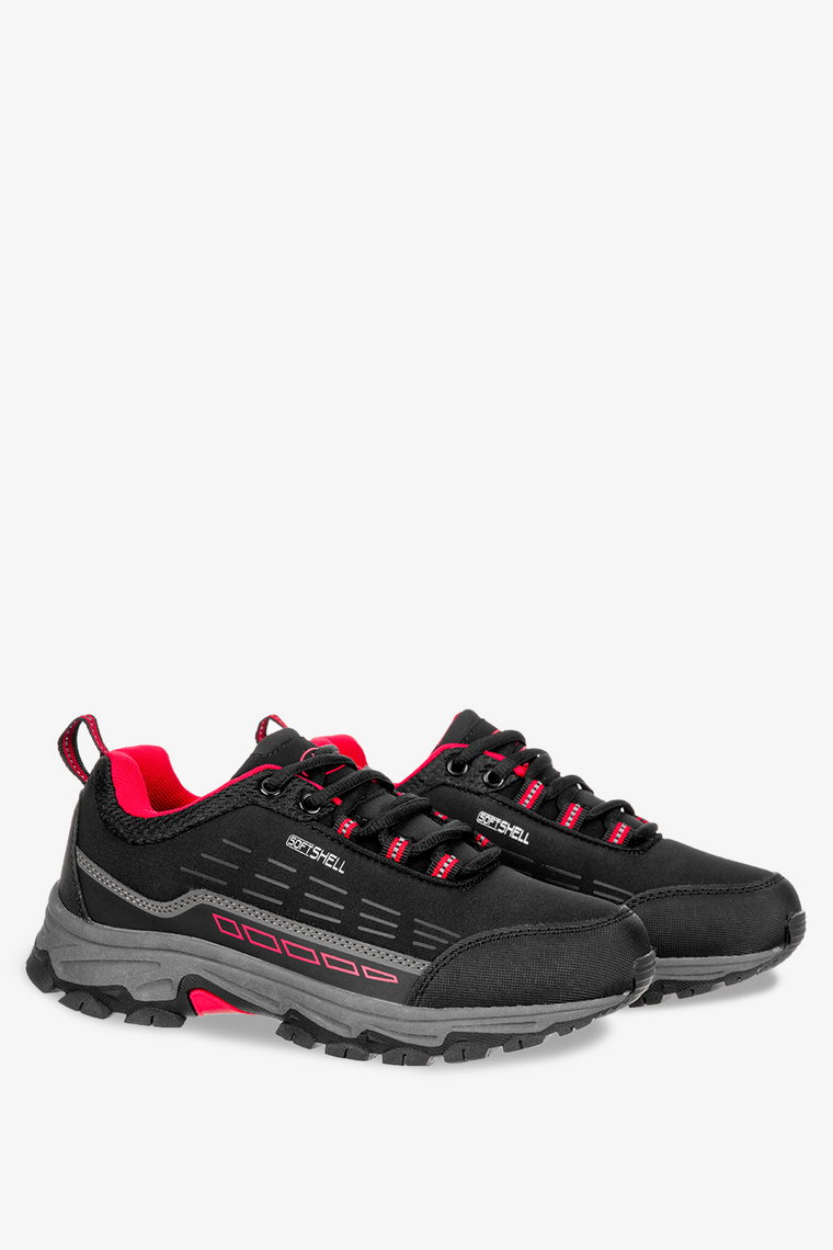 Czarne buty trekkingowe sznurowane unisex softshell Casu B2003-3