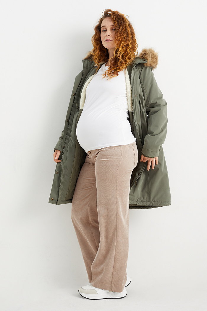 C&A Sztruksowe spodnie ciążowe-relaxed fit, Brązowy, Rozmiar: 34