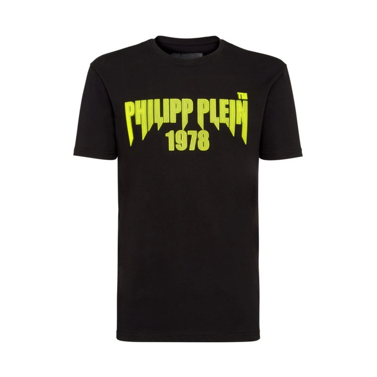 Unikatowy T-shirt z Okrągłym Dekoltem Żółty Philipp Plein