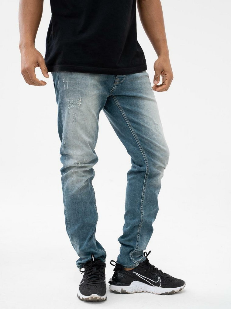 Spodnie Jeansowe Z Uszkodzeniami Breezy Destroy Sprane Niebieskie