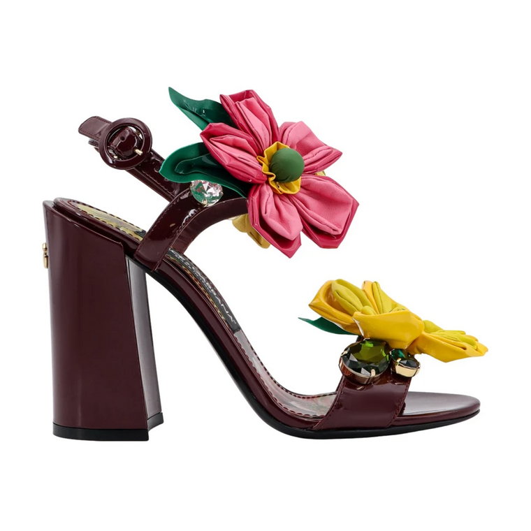 Kwiatowe sandały z lakierowanej skóry Dolce & Gabbana