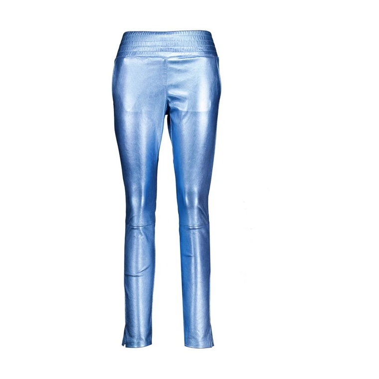 Spodnie skórzane Colette Metallic niebieskie - Damskie Ibana