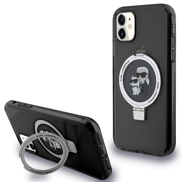 Karl Lagerfeld KLHMN61HMRSKCK iPhone 11 / Xr 6.1" czarny/black hardcase Ring Stand Karl&Choupettte MagSafe