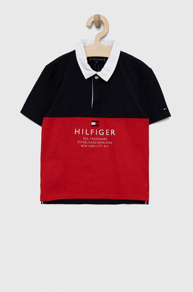 Tommy Hilfiger polo dziecięce kolor czerwony wzorzysty