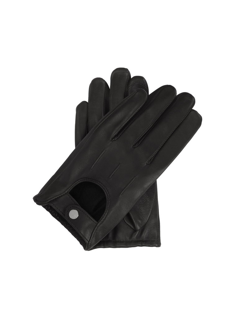 Czarne rękawiczki samochodowe z miękkiej skóry