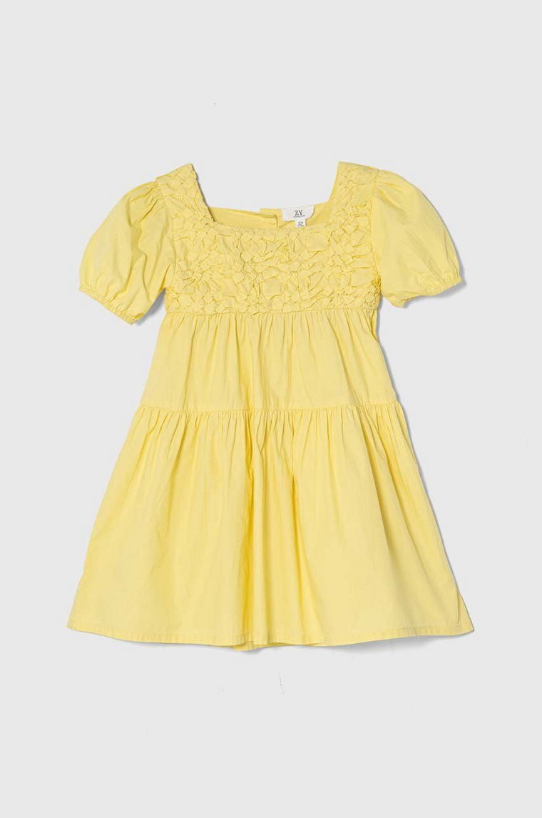zippy sukienka bawełniana dziecięca kolor żółty midi rozkloszowana