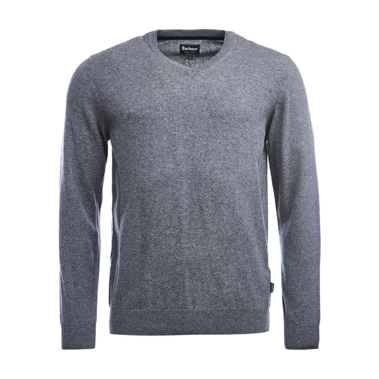Klasyczny Sweter z Wzorem Tartan V-Neck Barbour