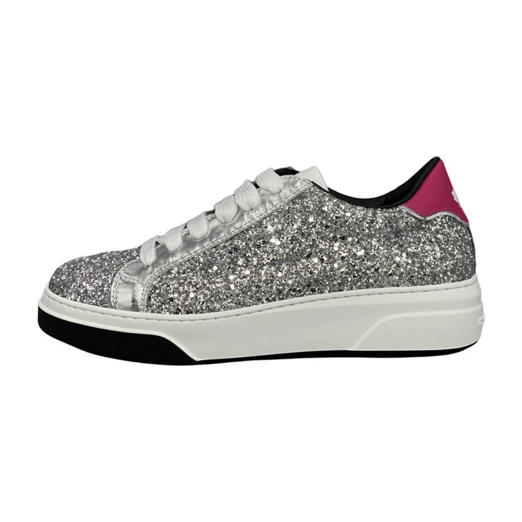 Glitter Sneakers - Srebrne, 36 Dsquared2