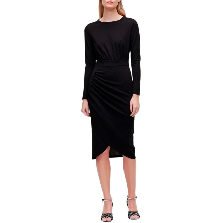 Czarna Długa Sukienka z Długim Rękawem Karl Lagerfeld