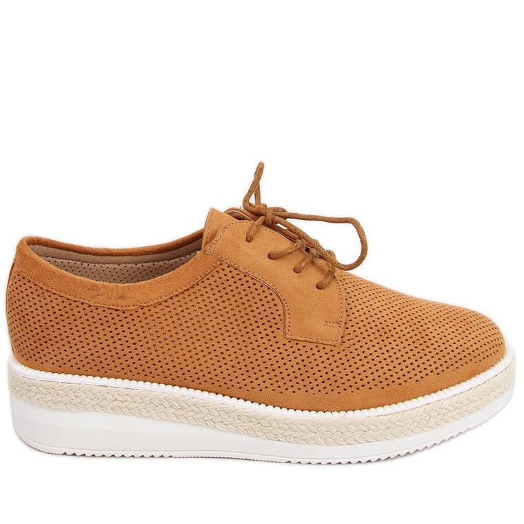 Pólbuty sznurowane espadryle Guermo Camel brązowe