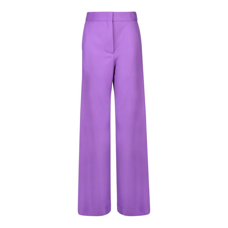 Fioletowe spodnie z szerokimi nogawkami z wełny Msgm