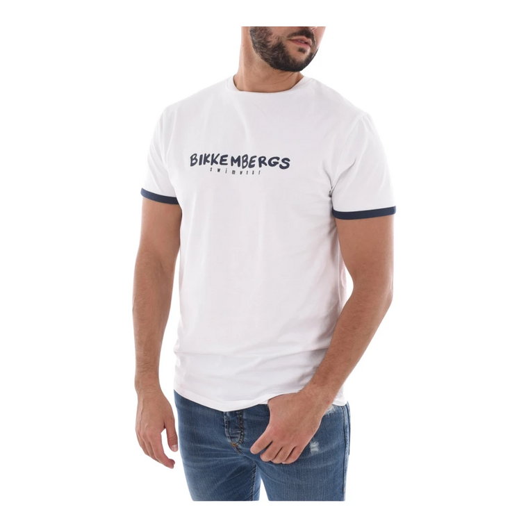 T-shirt z nadrukiem logo z bawełny stretch Bikkembergs