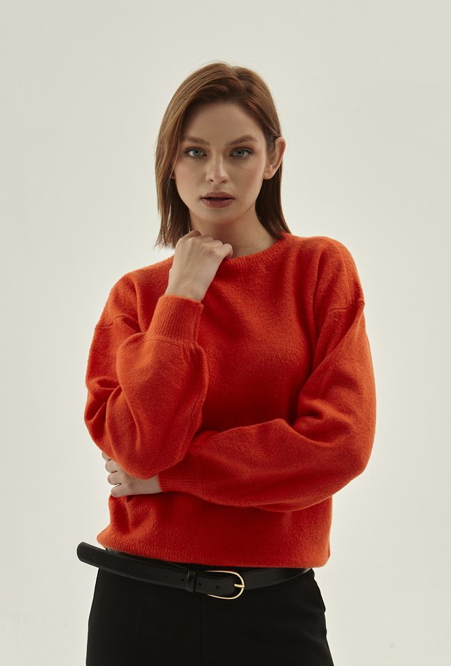 Gładki sweter w kolorze soczystej pomarańczy