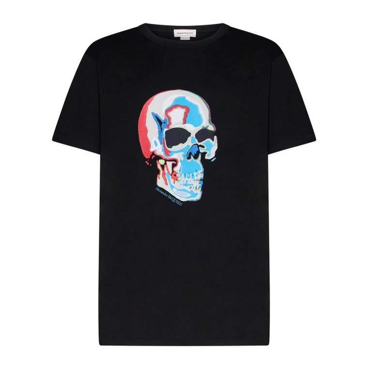 Koszulka z bawełny z nadrukiem Skull Alexander McQueen